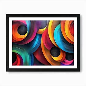 Colorful 3d Art Depicting Different Colorful Shapes Painting Poster