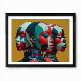 Abstract Woman Faces In Geometric Harmony 12 Art Print