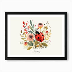 Little Floral Ladybug Poster Art Print