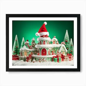 A Vividly Fluffy Red Santa Hat Brimming With Soft White Faux Fur Domes The Top In A Merry Celeb (2) Art Print