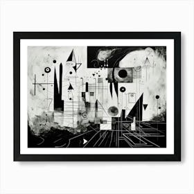 Metaphysical Exploration Abstract Black And White 4 Art Print