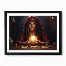 Witch With A Crystal Ball Art Print