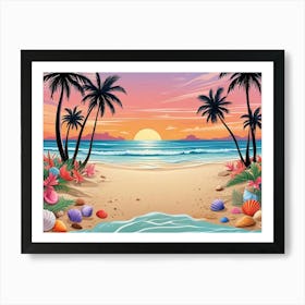 Sunset Beach Scene Art Print