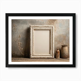 Vintage Textured Cardboard Frame Holding An Artistic Design Edges Worn And Gently Curling Patina O (6) 1 Art Print