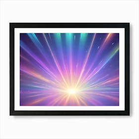 Abstract Image Of A Colorful Light Burst In Shades Of Blue, Purple, And Pink, Resembling A Star Or A Light Show Art Print