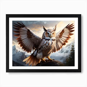 Dreamshaper V7 Enormous Gigantic White And Reddish Brown Bird 5 Art Print