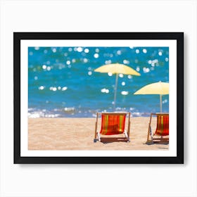 Beach Chairs On The Sand II Art Print