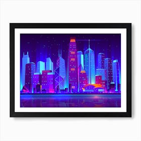 Synthwave Neon City - Hong Kong [synthwave/vaporwave/cyberpunk] — aesthetic poster, retrowave poster, neon poster Art Print