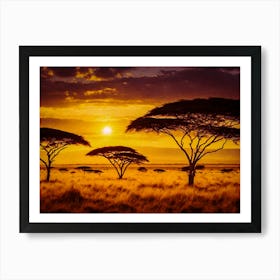 Sunset In The Savannah Art Print