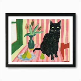 Cat And Pears Art Print