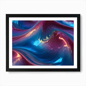 Swirling Abstract Waves Of Blue, Purple, And Orange, Creating A Dynamic And Vibrant Background Art Print