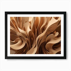 Abstract 3d Rendering Of Flowing, Beige Fabric Like Shapes Creating A Dynamic And Elegant Composition Art Print