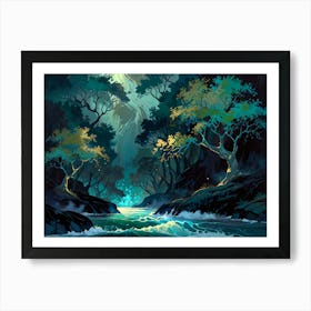 Leonardo Anime Xl In The Dimlylit Scene Marble Gleams In Shade 1 Art Print