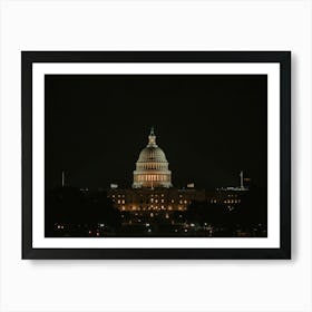 Capitol Building At Night Art Print