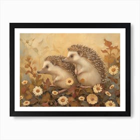 Floral Animal Illustration Hedgehog 2 Art Print