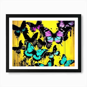 Butterflies On A Yellow Background 2 Art Print