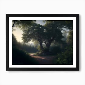 Oak Tree Majestically Positioned In The Heart Of The Forest Art Print