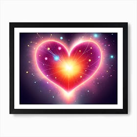 A Colorful Glowing Heart On A Dark Background Horizontal Composition 71 Art Print