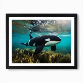 Realistic Photography Style Of Orca Whale Underwater Art Print