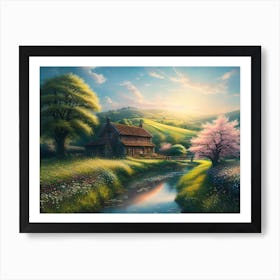 House By The Stream Art Print