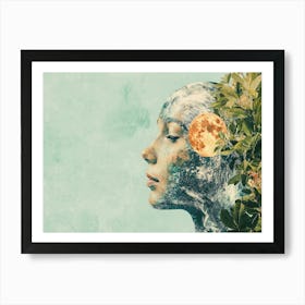 Woman With Plants On Her Head 1 Art Print