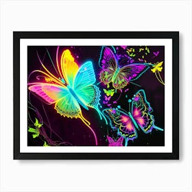 Neon Butterflies 3 Art Print