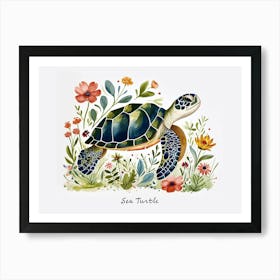 Little Floral Sea Turtle 3 Poster Art Print