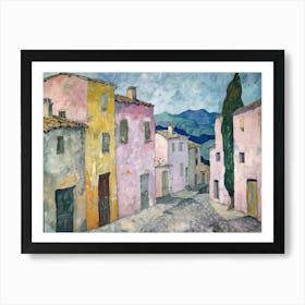 Pink Luminous Landscape Painting Inspired By Paul Cezanne Póster