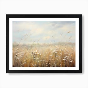 Wildflower Field Landscape Oil Painting Art Print