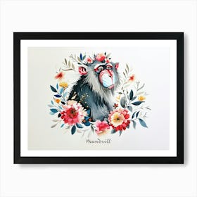 Little Floral Mandrill 1 Poster Art Print