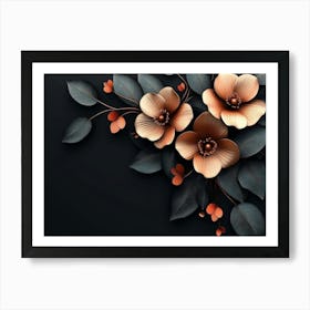 Flowers On A Black Background Art Print