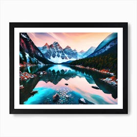 Sunset Mountain Lake Art Print