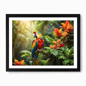 Parrot In The Jungle Art Print