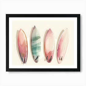 Watercolor Surfboards Art Print