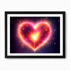 A Colorful Glowing Heart On A Dark Background Horizontal Composition 27 Art Print