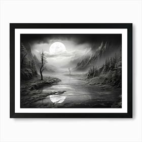 Ethereal Landscape Abstract Black And White 2 Art Print