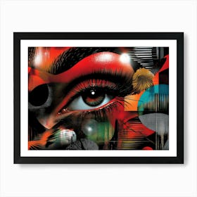 Vibrant Fusion: Abstract Geometric and Tribal Pattern with Modern Depth Art Print