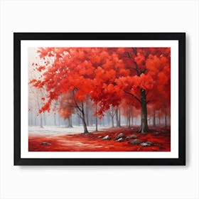 Red Autumn Trees Art Print