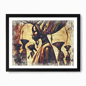 A Nice African Art Illustration With An Impasto Style 10 Art Print