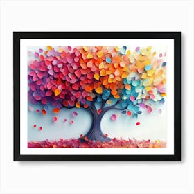 Colorful Tree With Leaves On Hanging Branches 13 Art Print