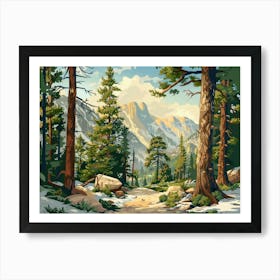 Vintage Wooded Pines 9 Art Print