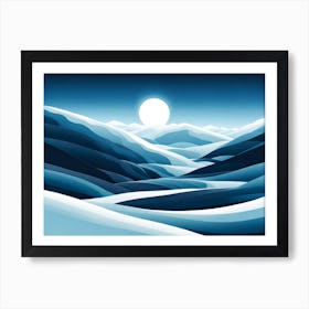 Moonlight Over The Mountains, vector art Art Print