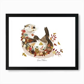 Little Floral Sea Otter 2 Poster Art Print