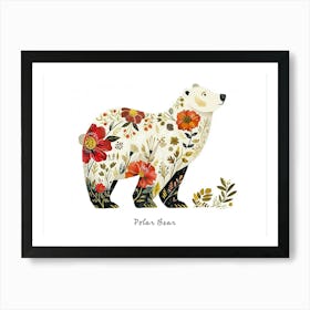 Little Floral Polar Bear 2 Poster Art Print