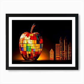 Stained Glass Apple Art Print