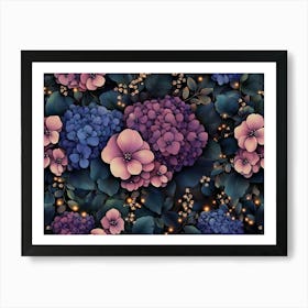 Floral Vintage Background, Dark Seamless Pattern 1 Poster