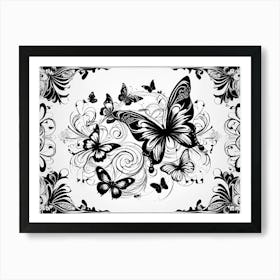 Black And White Butterflies 17 Art Print