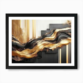 Abstract Golden And Black Shapes Poster