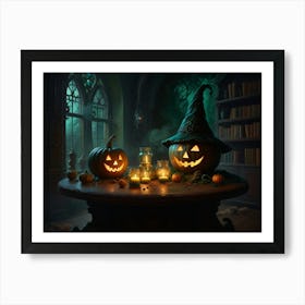 Witches And Pumpkins 1 Art Print