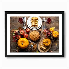 An Autumnal Composition On A Rustic Wooden Table Setting Featuring A Variety Of Harvested Ingredien 2 2 Art Print